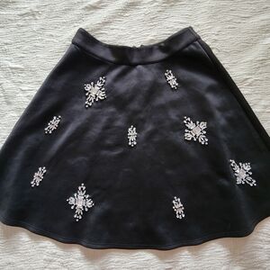 Catherine Malandrino Black Skater Skirt with Embellishments